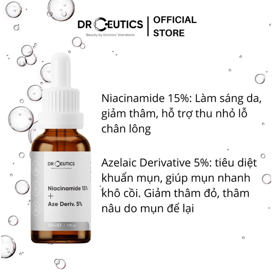 Serum DrCeutics B3 Niacinamide giảm thâm, sáng da, hỗ trợ kiềm dầu 30ml, 100ml