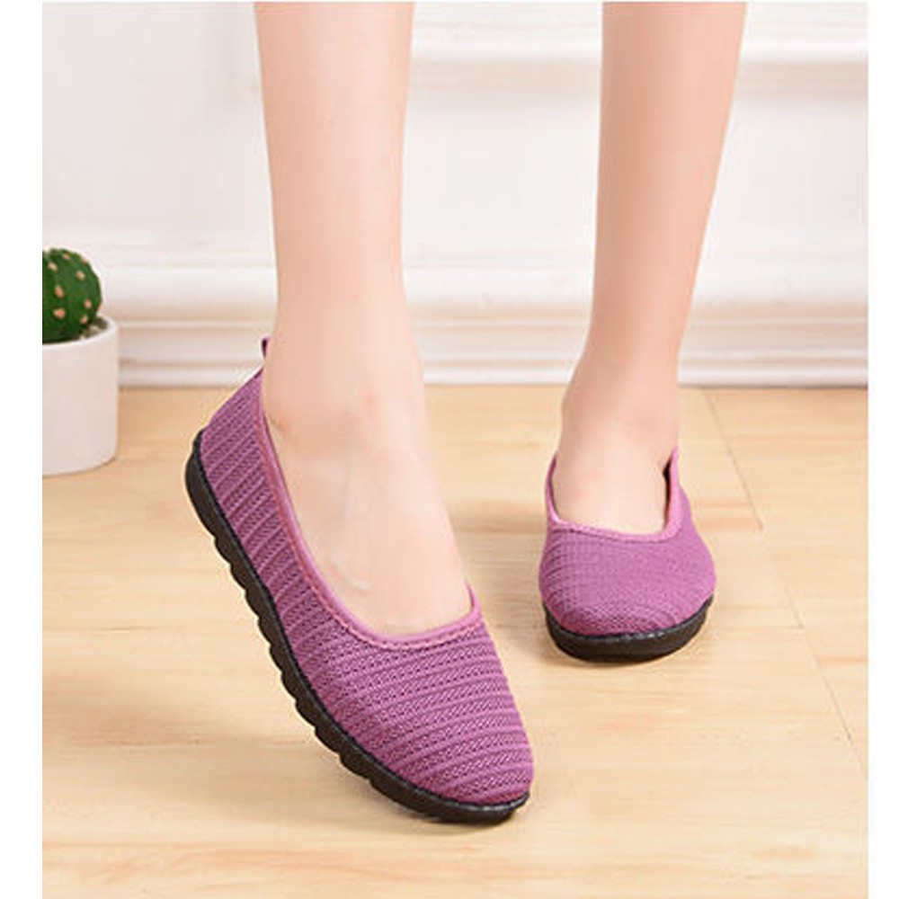 Giày búp bê vải nữ đế bằng 2cm đi bộ cực êm chân Validep03 V288
