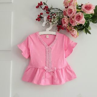Áo thun cổ tim viền ren bé gái (20-35kg)
