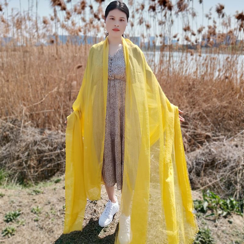 Khăn Choàng Dài Chống Nắng Bằng Vải Voan Màu Trắng Trơn Thời Trang Đi Biển Mùa Hè Dành Cho Nữ