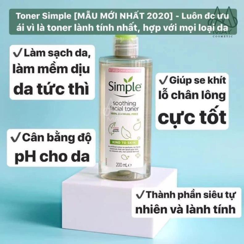 TONER SIMPLE SOOTHING FACIAL CHO DA NHẠY CẢM VÀ DA DỄ NỔI MỤN 200ml - Toner simple