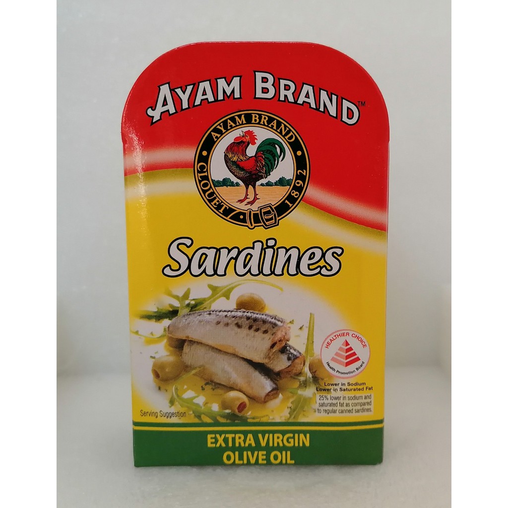 [HỘP XANH LÁ VUÔNG 120g] CÁ TRÍCH NGÂM DẦU Ô LIU NGUYÊN CHẤT [Malaysia] AYAM Sardines in Extra Virgin Olive Oil (halal)