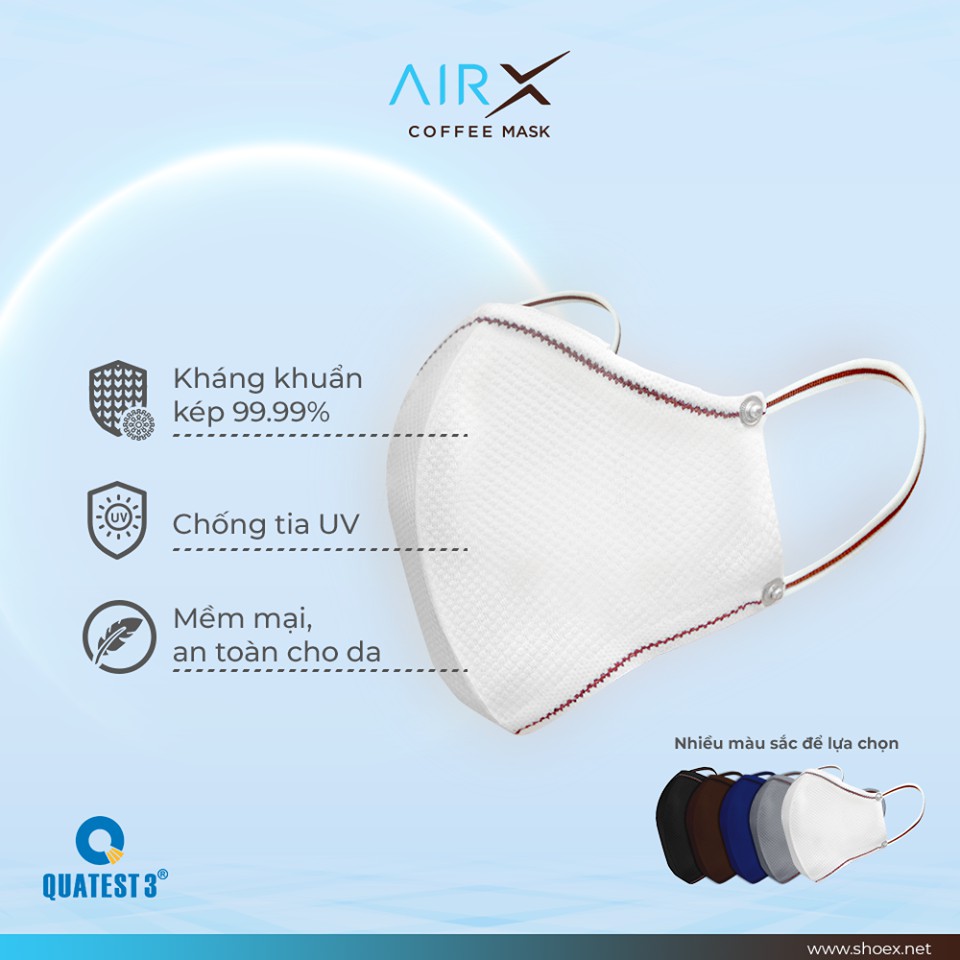 Khẩu Trang Nam - Nữ Cà Phê AirX Coffee Mask Phân Hủy Sinh Học, Chống Tia UV, Bụi Mịn, Thân Thiện Môi Trường | BigBuy360 - bigbuy360.vn