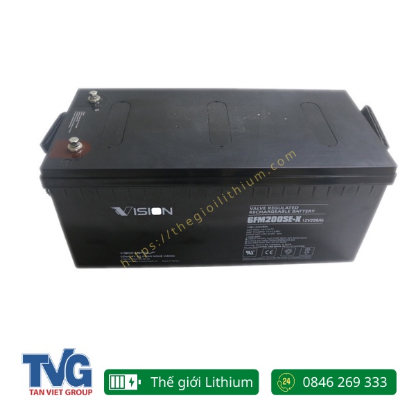 Ắc quy AGM kín khí Vision 12V, 200Ah 6FM200SE-X