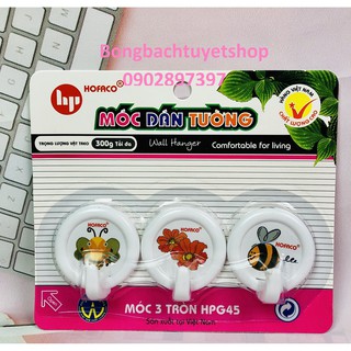 Móc dán 3 tròn HPG45 HOFACO - Móc dán tường bằng nhựa Hồng Phát cao cấp