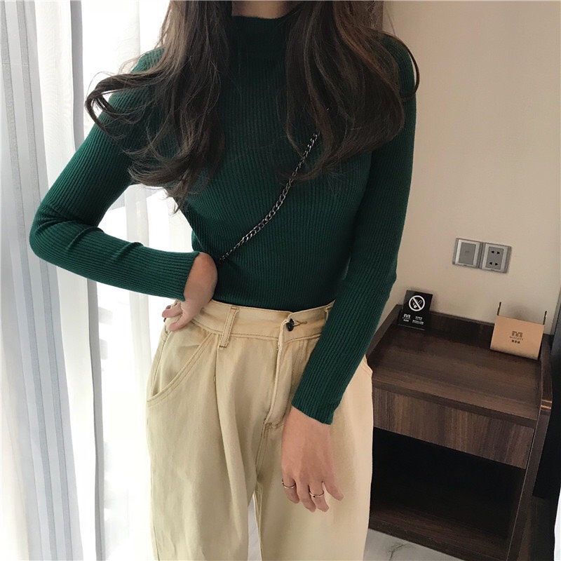 Áo len tăm cổ 3 phân mềm mịn, co giãn nhiều màu sắc, áo len mỏng Quảng Châu | BigBuy360 - bigbuy360.vn
