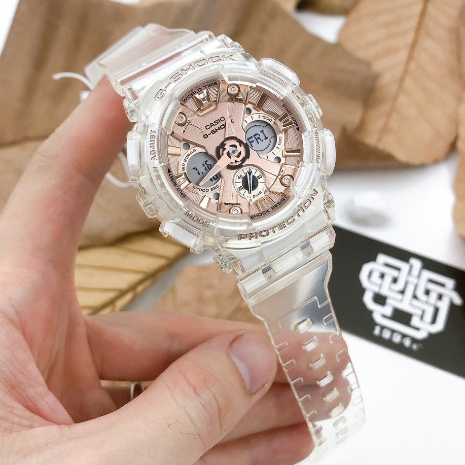 Đồng hồ nam/nữ Casio G-SHOCK GMA-S120 / GMA-S120SR-7A dây đeo trong suốt, chống va đập, hàng chính hãng
