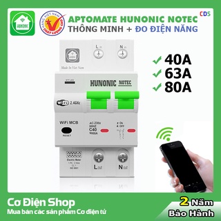 Aptomat điều khiển từ xa - đo điện năng thông minh - hunonic notec 40a 63a 80a - bảo hành 24 tháng