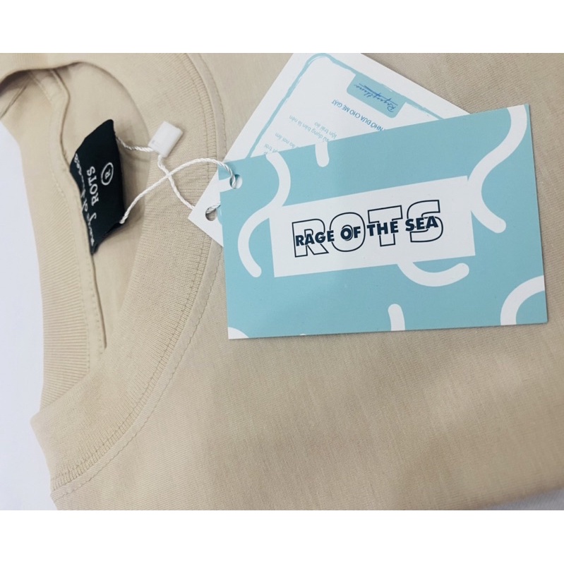 ÁO THUN UNISEX TAY LỠ RAGE OF THE SEA  BASIC SS2- MÀU KEM