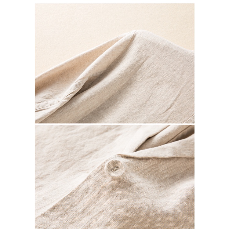 Áo Blazer Nữ Chất Linen Cao Cấp. Hàng 1 Lớp, 2 Túi, 2 Cúc (Màu Trắng Kem) BZ03