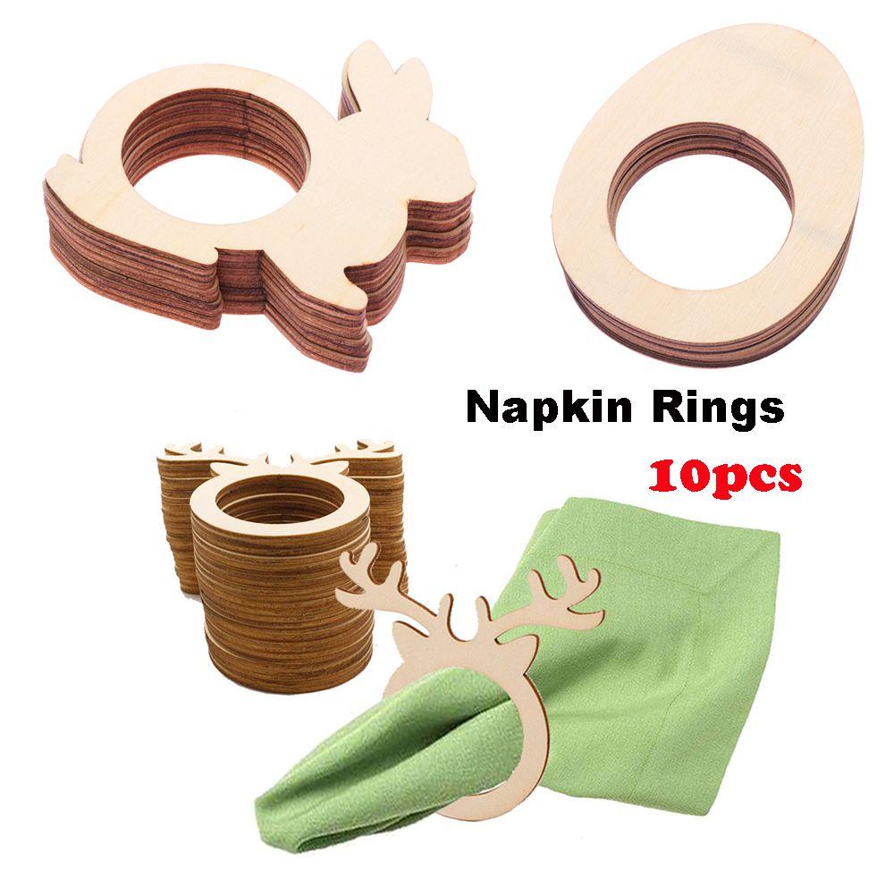 Bộ 10 Vòng Nhẫn Gỗ Treo Khăn Ăn Trang Trí Nhà Bếp / Quán Bar / Tiệc Sinh Nhật DIY