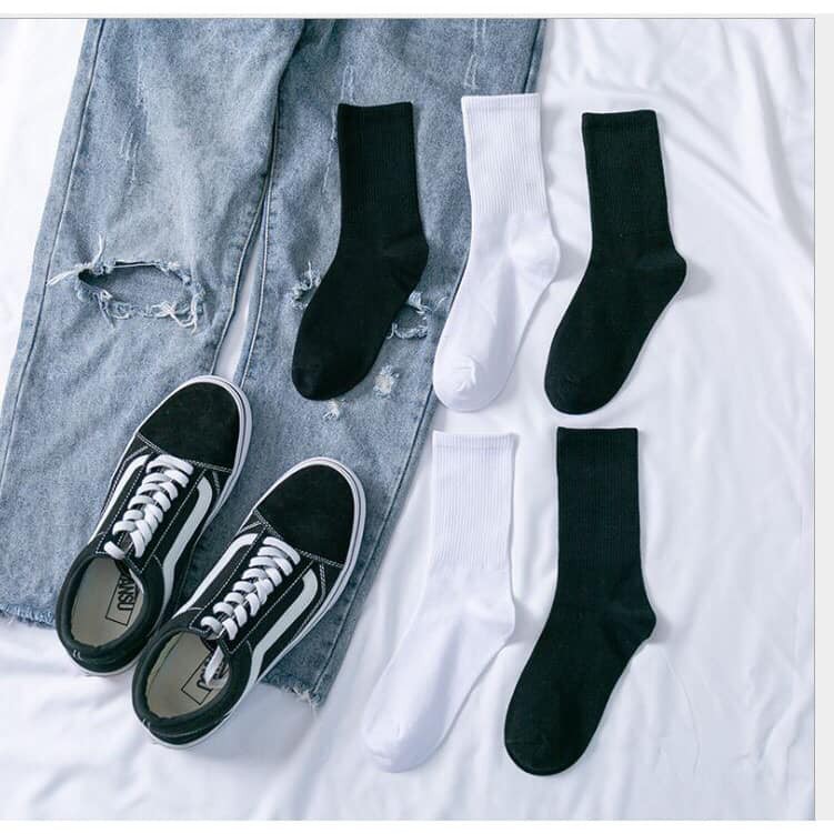 LÓ 10 ĐÔI TẤT LEN CỔ CAO MỘT MÀU VINTAGE CHO NỮ
