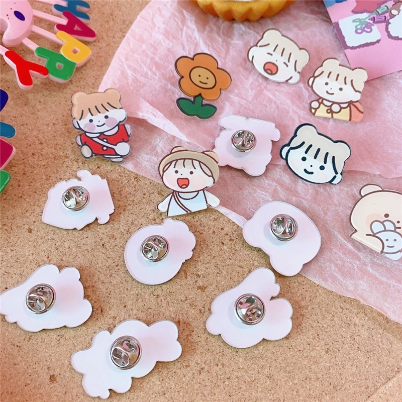 Set 3 huy hiệu cài áo cài ba lô túi xách, Pin cài phong cách Nhật Bản Hàn Quốc