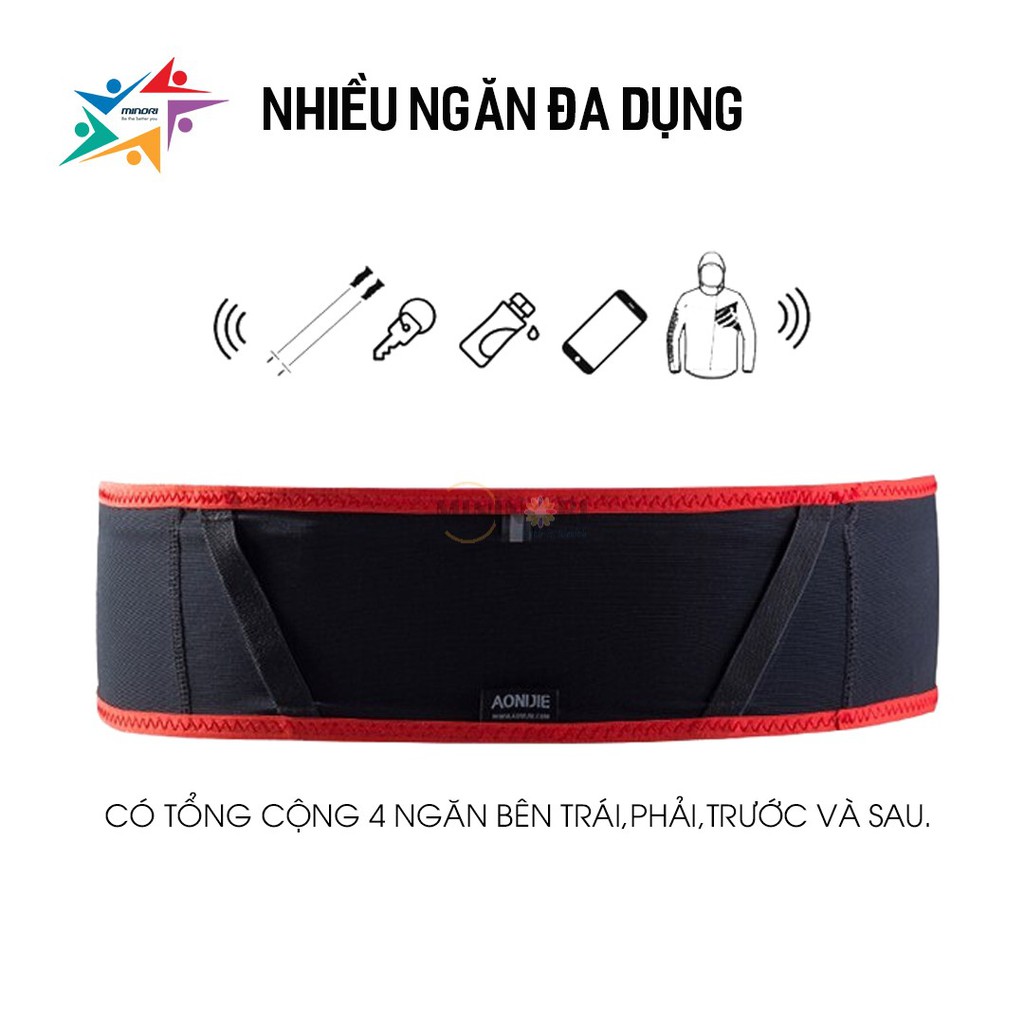 [Mã MINI20k hoàn 10% đơn 199K tối đa 20K xu]Đai Đeo Hông Chạy Bộ Aonijie W938S + Tặng Kèm Bình Nước Mêm