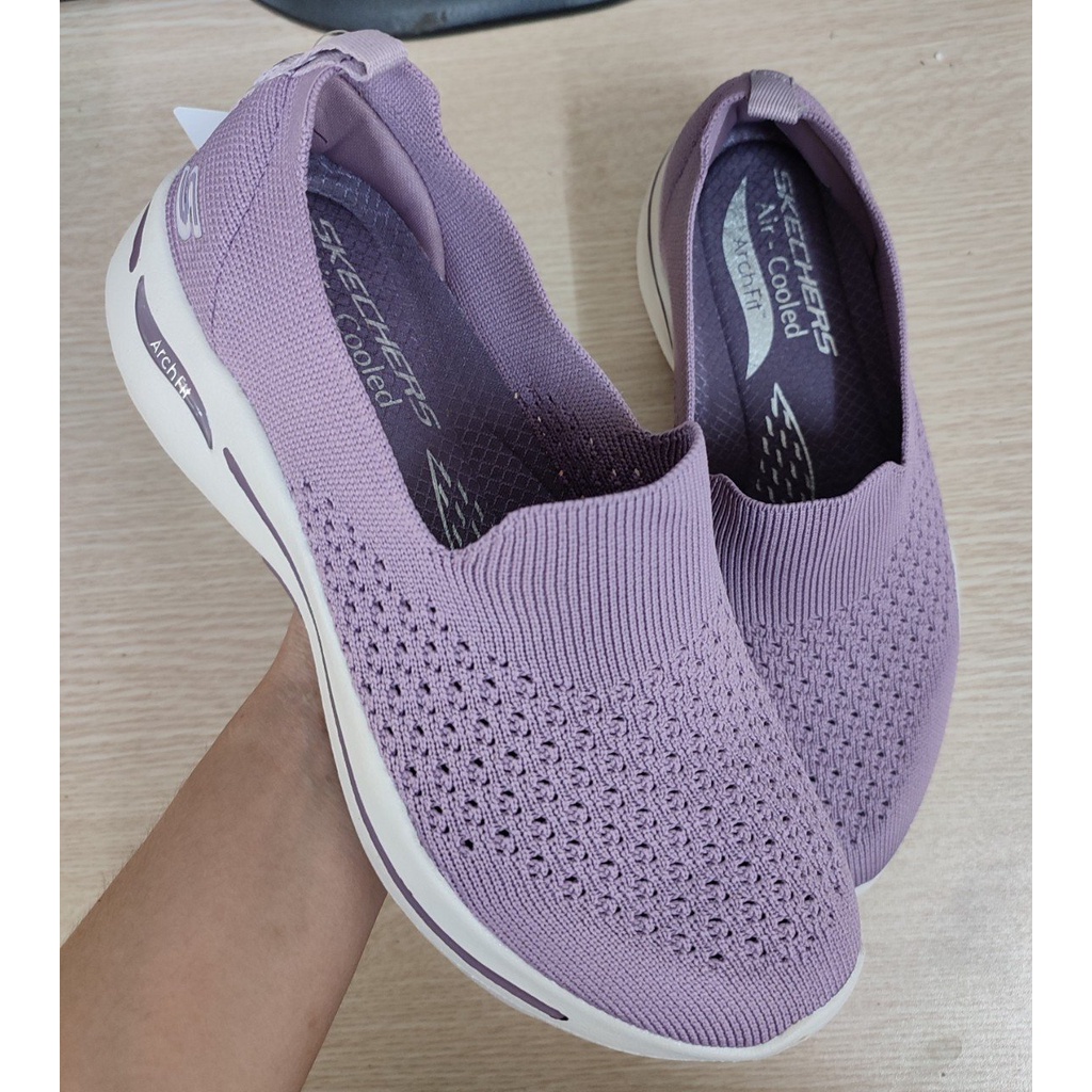 Giày skecher slipon nữ len lỗ, vải dệt thoáng khí, đế cao su non mềm êm - pb145