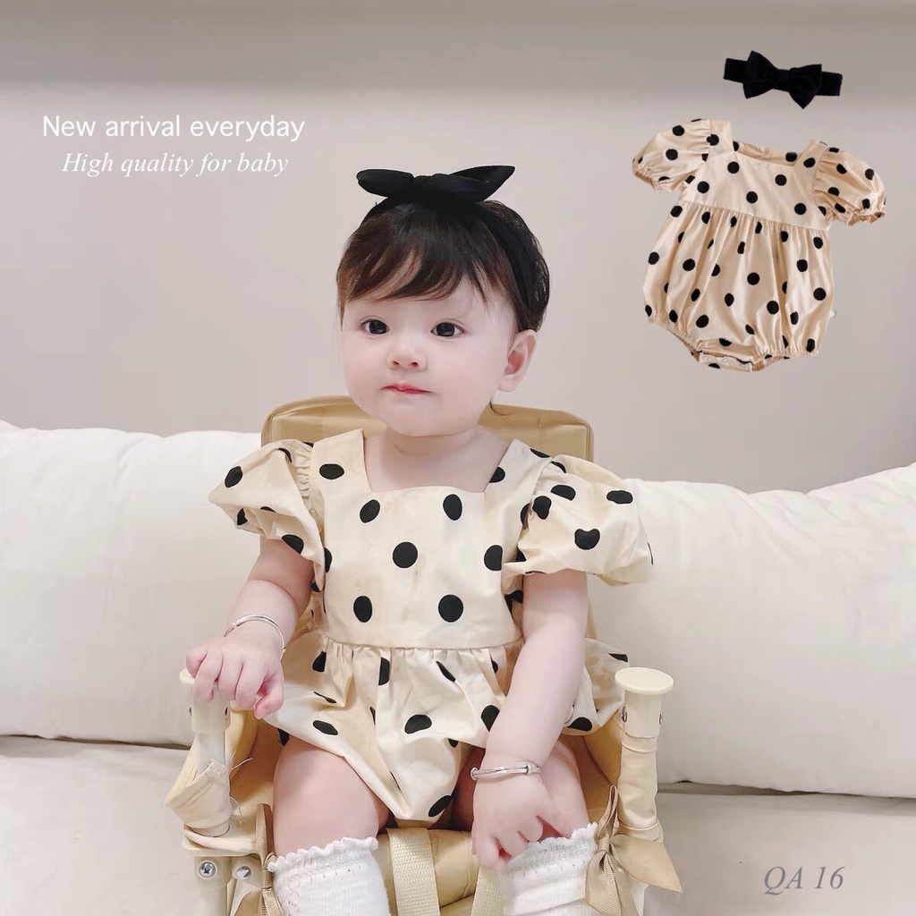 QA 16 : Body bé gái tay bồng màu kèm kèm băng đô cực xinh [ Hàng có sẵn ]