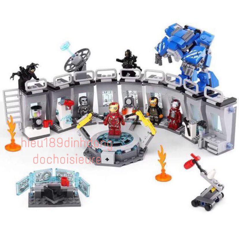 Lắp ráp xếp not Lego siêu anh hùng, Bela 11260 : Phòng Chứa Giáp Của Người sắt Iron Man endgame 560 mảnh