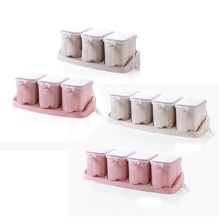 Bộ hộp đựng Gia Vị khay đựng gia vị Kèm Muỗng Đồ dùng nhà bếp độc lập cho từng ngăn- giadungdep_mh