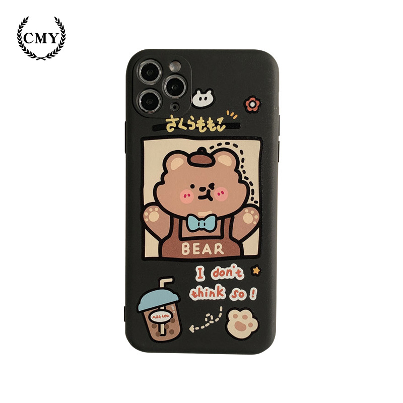 Ốp lưng silicon họa tiết gấu đáng yêu cho iPhone 11 Pro Max X Xr Xs Max 7 8 Plus Se 2020 12 pro max 12 mini | BigBuy360 - bigbuy360.vn