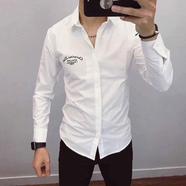 Áo Sơ Mi Trắng Nam Hoạ Tiết Hàng Cao Cấp