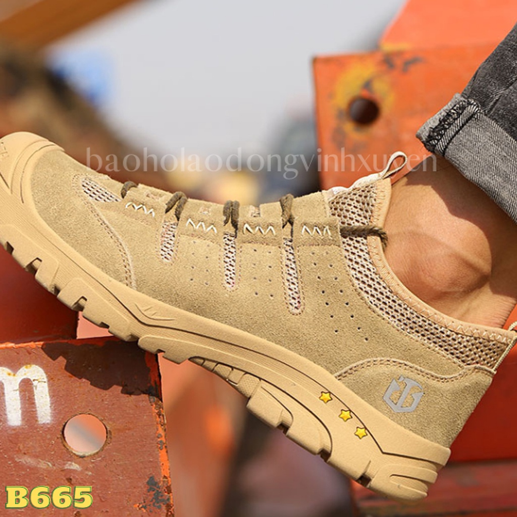 Giày Bảo Hộ Lao Động Nam Thời Trang Thể Thao Siêu Nhẹ Nhập Khẩu Mũi Sắt Chống Đinh Đi Công Trình T665