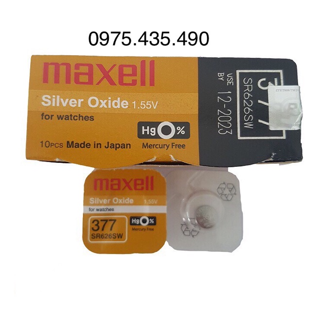 Pin Đồng Hồ Maxell SR626SW 377 Hàng Cao Cấp Vỉ 1 Viên (Hộp 10 Vỉ)