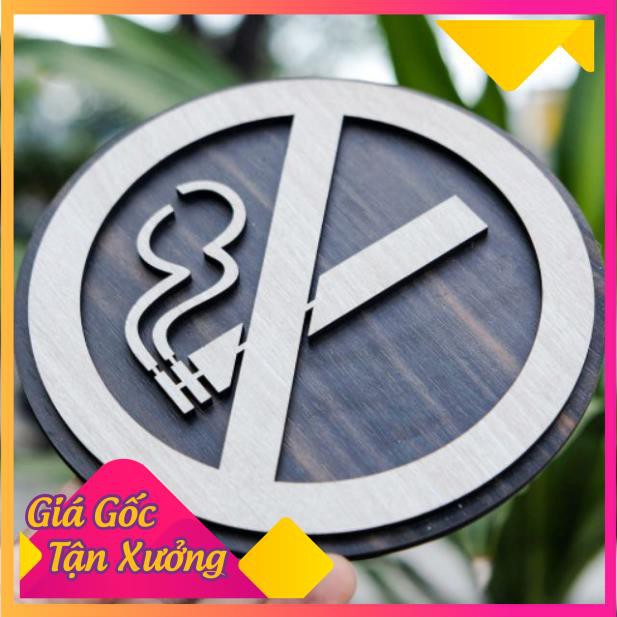 Bảng Gỗ Trang Trí Decor - Mẫu Cấm Hút Thuốc, No Smoking - Bảng Gỗ Woody