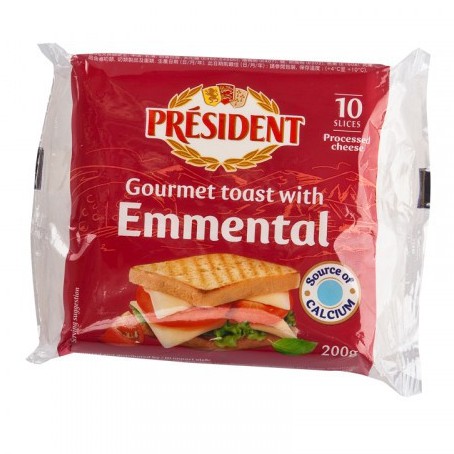 Phô Mai Lát Emmental President – gói 200g/10 lát