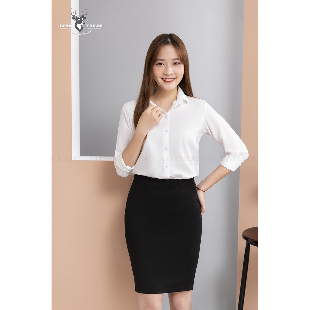 Áo sơ mi nữ BEAN TAILOR dáng suông, chất vải mềm mịn, thoáng mát- áo sơ mi nữ dài tay màu trắng cao cấp NUDAI01 | BigBuy360 - bigbuy360.vn