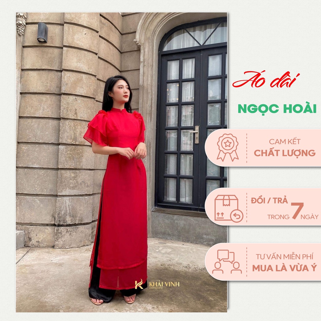 Aó dài cách tân tay bèo đủ màu HÔNG, XANH, VÀNG, ĐỎ điệu đà, bèo nhún xinh xắn