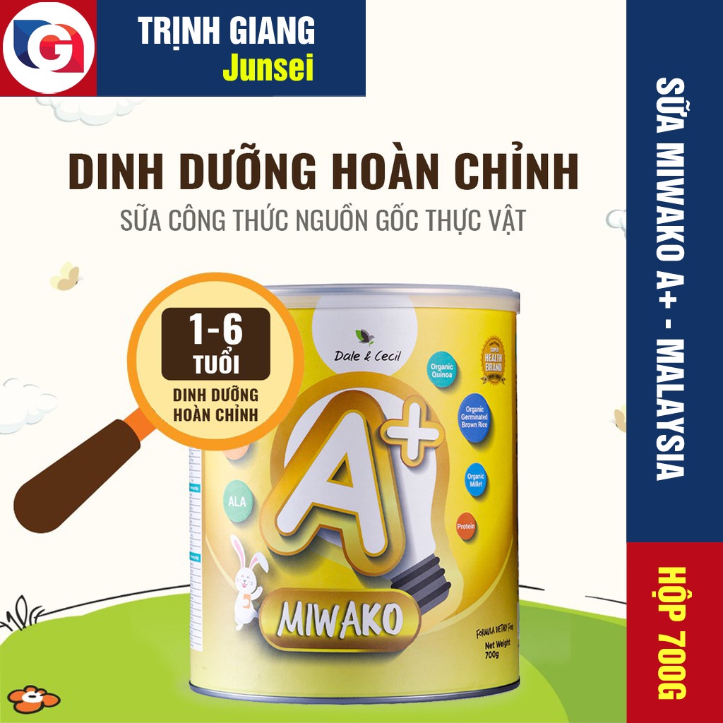 Sữa thực vật hữu cơ Miwako A+ - Hộp 700G - Nhập khẩu Malaysia - Cho trẻ dị ứng, tăng động, giảm chú ý, tự kỷ...