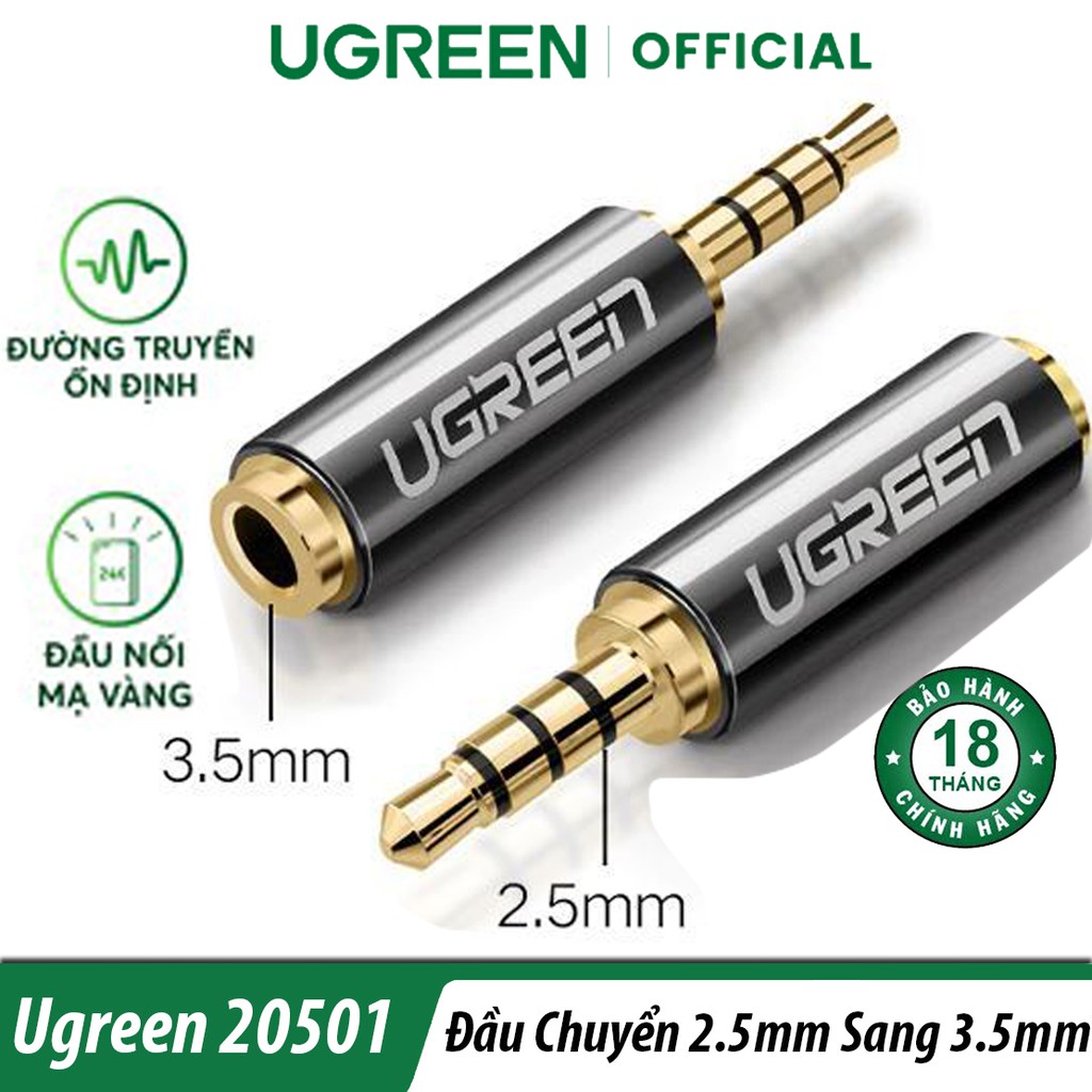 Đầu Chuyển Âm Thanh 2,5mm Sang 3,5mm Ugreen 20501 Chính Hãng