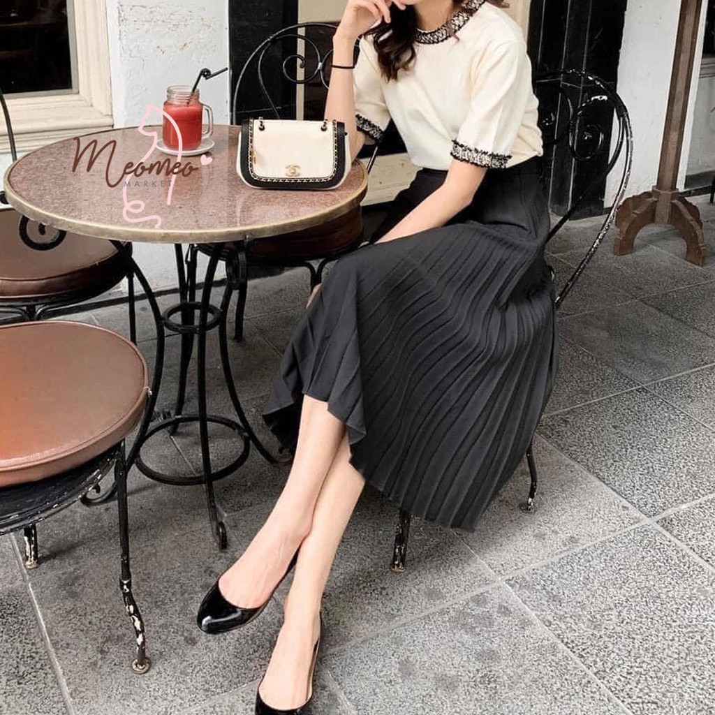 Chân váy xếp ly midi dáng dài Vintage - [Ảnh Thật] Chân váy dài midi xếp li siêu hot [Hàng thiết kế] | BigBuy360 - bigbuy360.vn