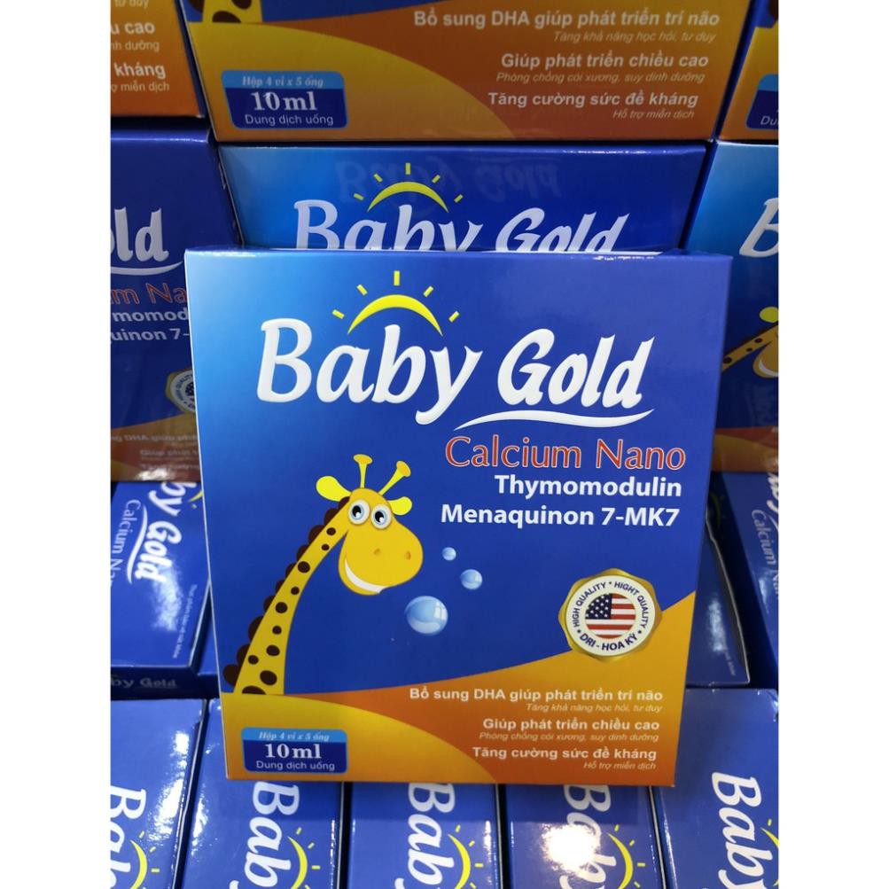 Baby Gold Calcium bổ sung canxi, chống còi xương suy dinh dưỡng, hộp 20 ống