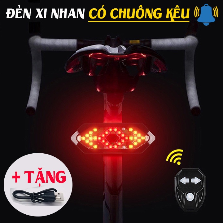 [Có còi] Đèn xi nhan xe đạp thể thao cao cấp kiêm đèn hậu điều khiển không dây sạc USB