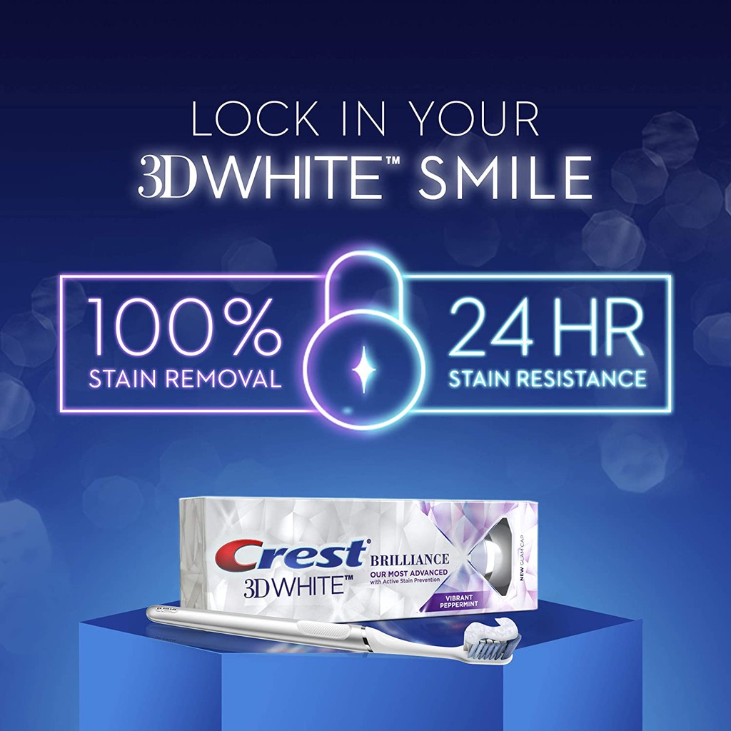 [MẪU MỚI] Kem đánh răng Crest 3D White Brilliance làm trắng răng 110g