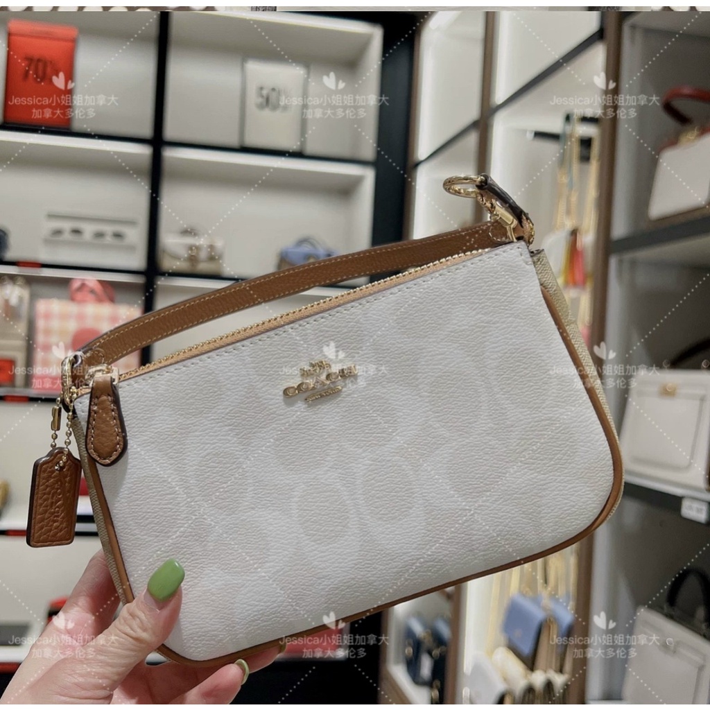 Túi kẹp nách nữ Coach thuyền full box 19cm x5cmx12cm màu trắng