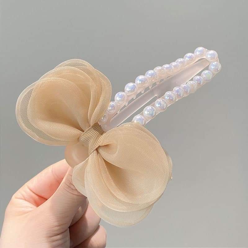 Kẹp tóc, cặp tóc nơ đính hạt xịn sò dễ thương dễ kẹp, cột không cắn tóc