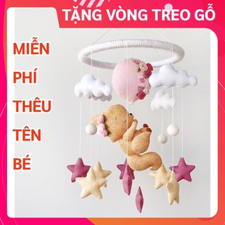 [TẶNG VÒNG TREO] Đồ chơi treo nôi cho bé kích thích thị giác CoCo Kids ảnh thật, phát nhạc tự xoay mẫu SÓC VÀNG 2