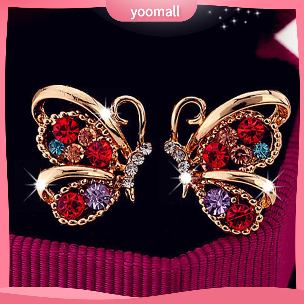 Đôi khuyên tai hình bươm bướm đính đá trang nhã xinh xắn cho nữ