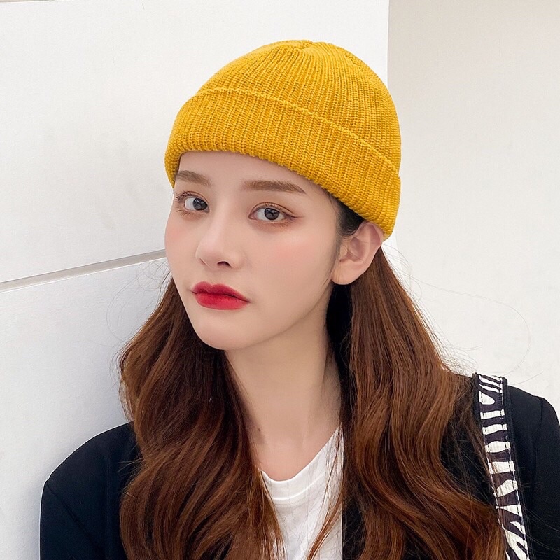 [ Mã LINHHTT01 giảm 10k]  Mũ len, mũ Beanie dệt kim dáng ngắn thiết kế đơn giản Unisex - TinyShop