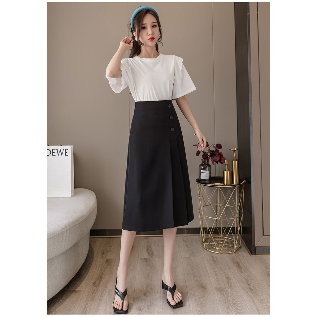 Chân váy xinh qua gối phối cúc CV12 RumHana | BigBuy360 - bigbuy360.vn