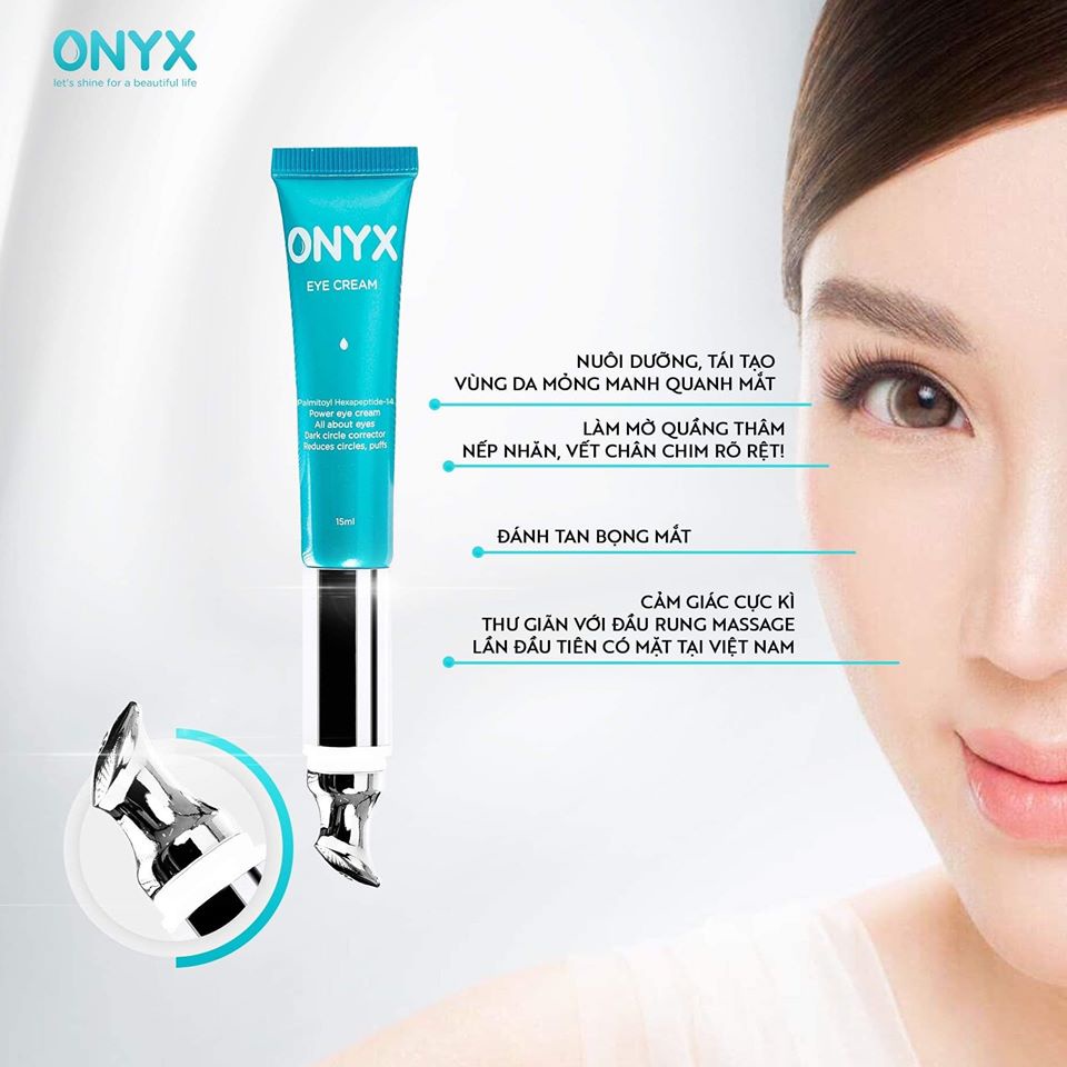 Kem Mắt ONYX Kèm Đầu Rung Massage Tự Động Giúp Giảm Quầng Thâm, Bọng Mắt, Và Nếp Nhăn ONYX Cosmetics Bảo Thy 15g