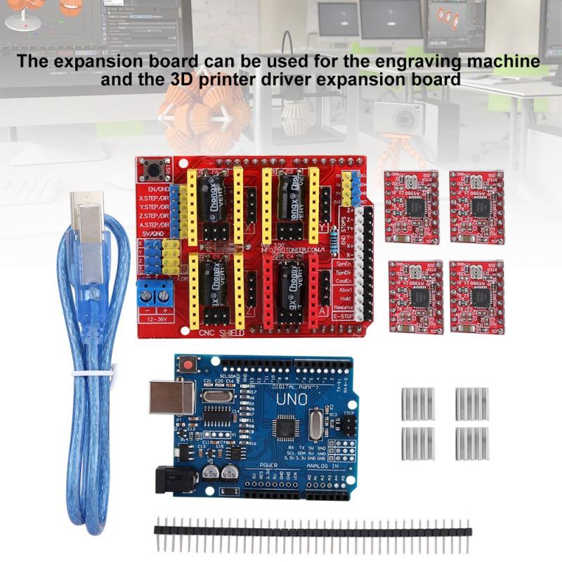 Bảng mạch mở rộng V3 CNC + động cơ bước A4988 + mạch UNO R3 dành cho máy in 3D