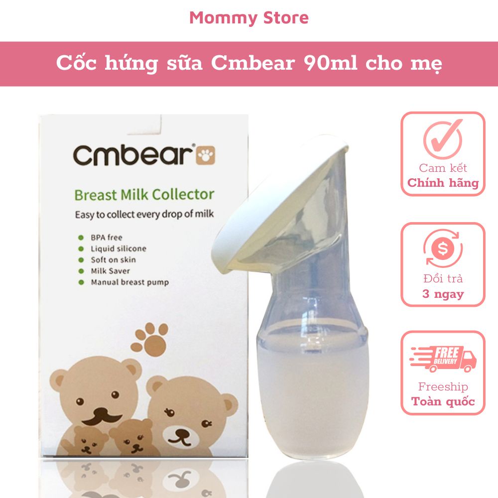 Cốc hứng sữa, phếu hứng sữa silicon Cmbear 90ml không chứa BPA an toàn cho mẹ