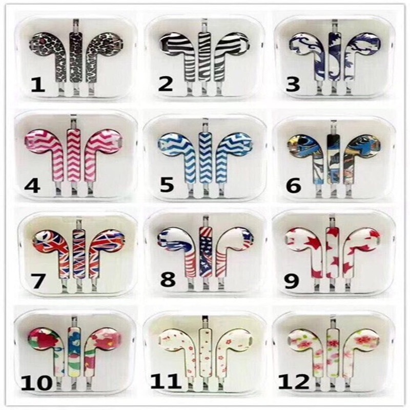 Tai Nghe Nhét Tai Jack 3.5mm Có Micro Họa Tiết Nhiều Màu Sắc Thời Trang