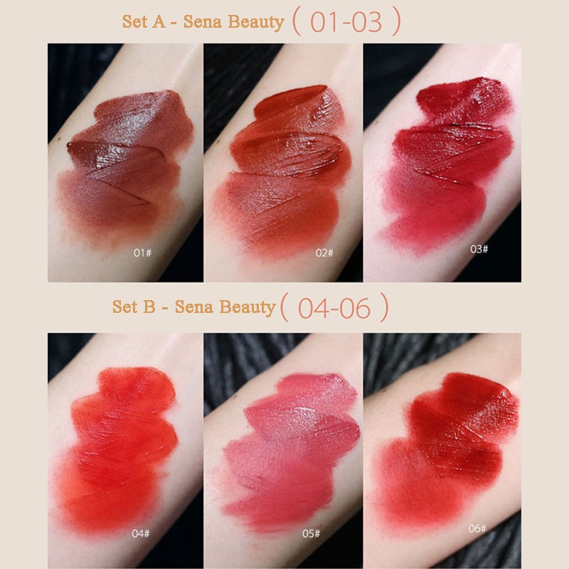 Set 3 cây son kem lì Herorange Fluffy Lip Glaze Senabeauty