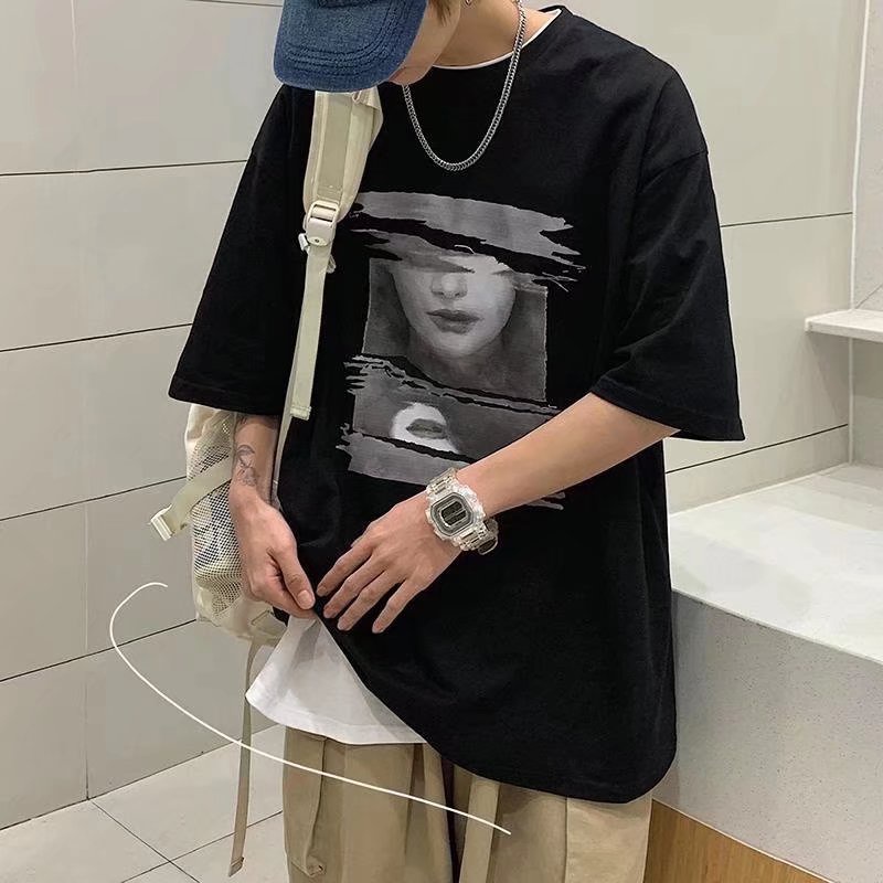 Áo Thun Tay Ngắn Dáng Rộng In Họa Tiết Hoạt Hình Phong Cách Hip Hop Đường Phố Hàn Quốc Thời Trang Cho Nam Và Nữ M-8XL