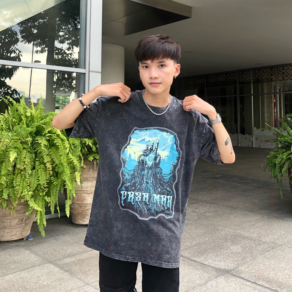 ÁO THUN TEE WASH STYLE BỤI BẶM XÁM ĐẬM (AT10)