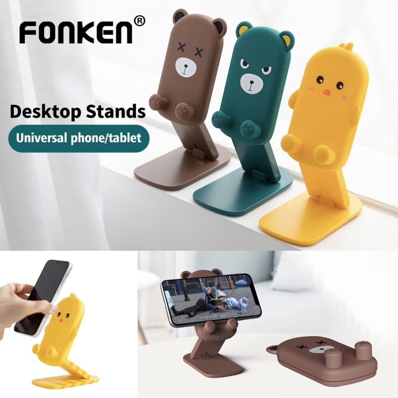 Giá đỡ điện thoại FONKEN kiểu dáng hoạt hình 3D xinh xắn thích hợp cho Iphone Ipad Samsung Huawei Xiaomi